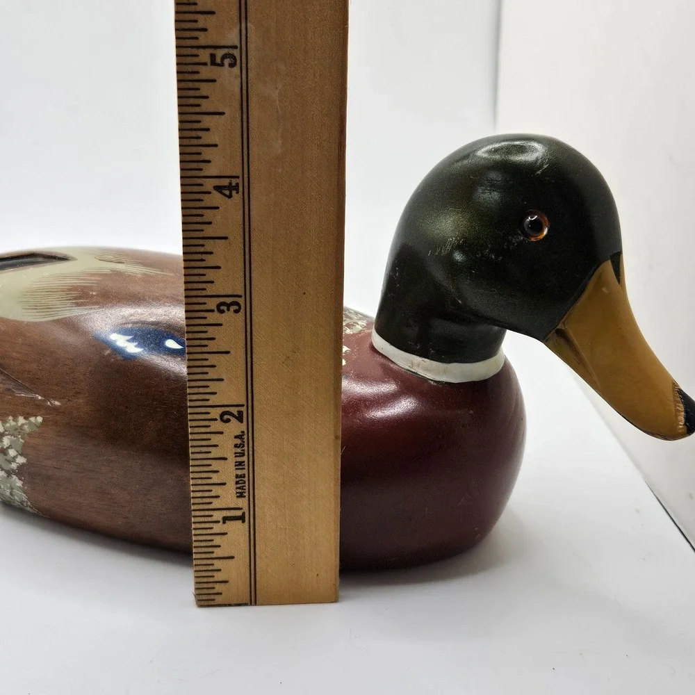 Vintage Mallard Duck Wood Decoy Deville Hand Painted Hunting Decor